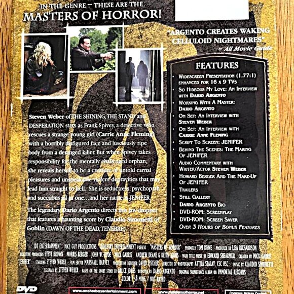 Masters of Horror series: Jenifer (DVD, 2005) with original box & inserts - Picture 2 of 8